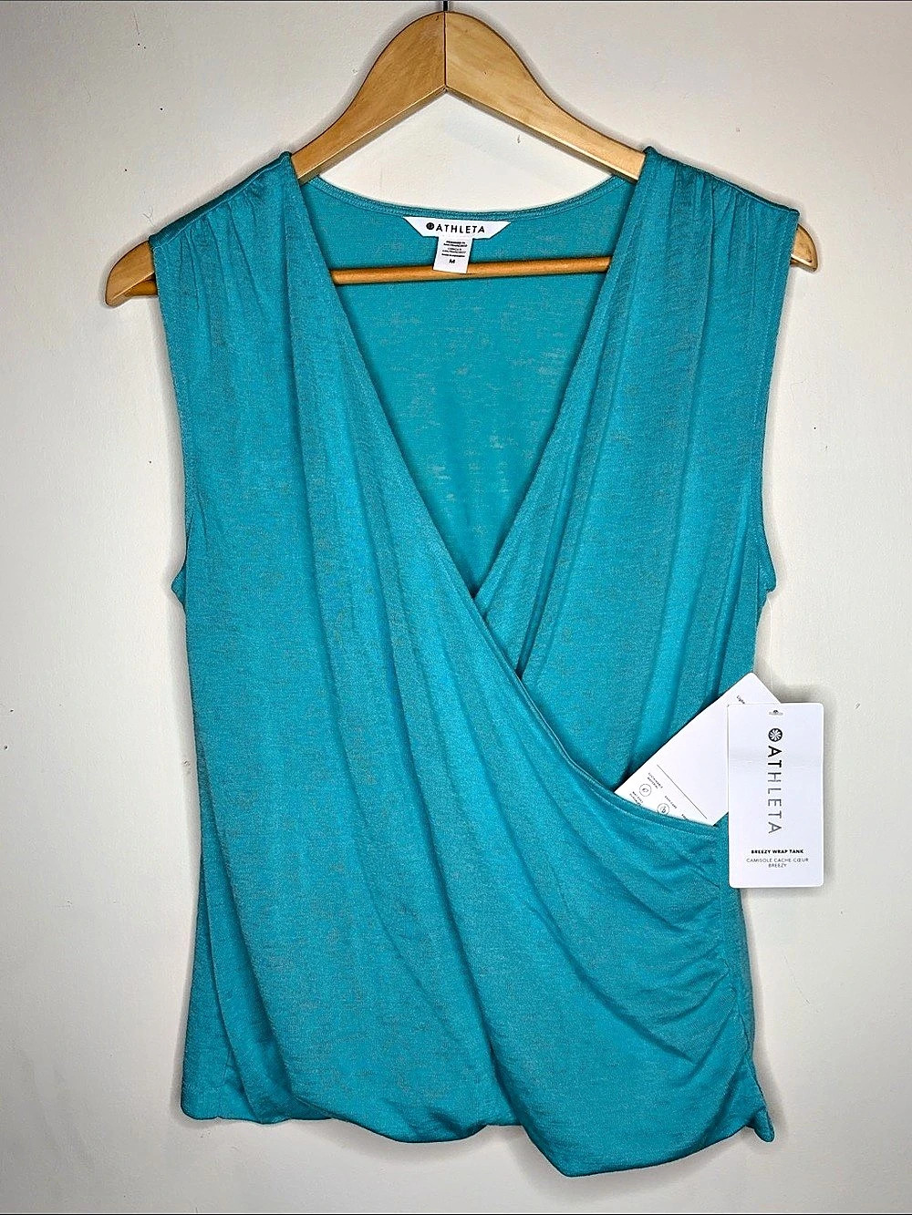 Athleta Breezy Wrap Tank Draped Blue Tank Top Medium NWT